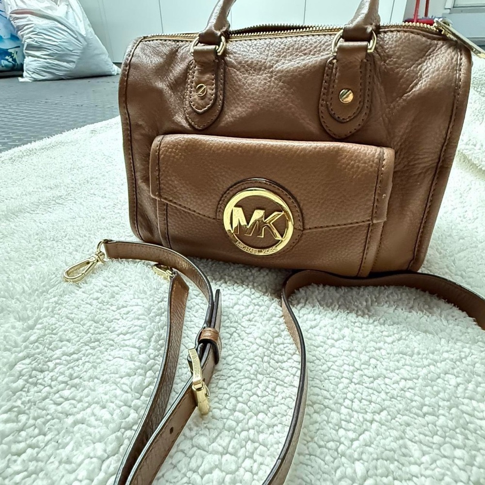 Michael Kors Tan Leather Satchel with Gold Accents - Picture 8 of 8